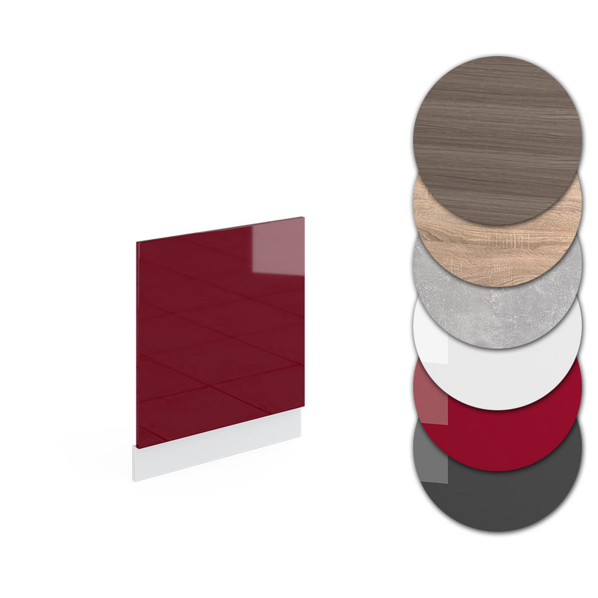 FRONTBLENDE R-Line Rot Hochglanz 60 cm, AP Marmor - Rot/Weiß, Holzwerkstoff (60/57.2/1.6cm) - Vicco