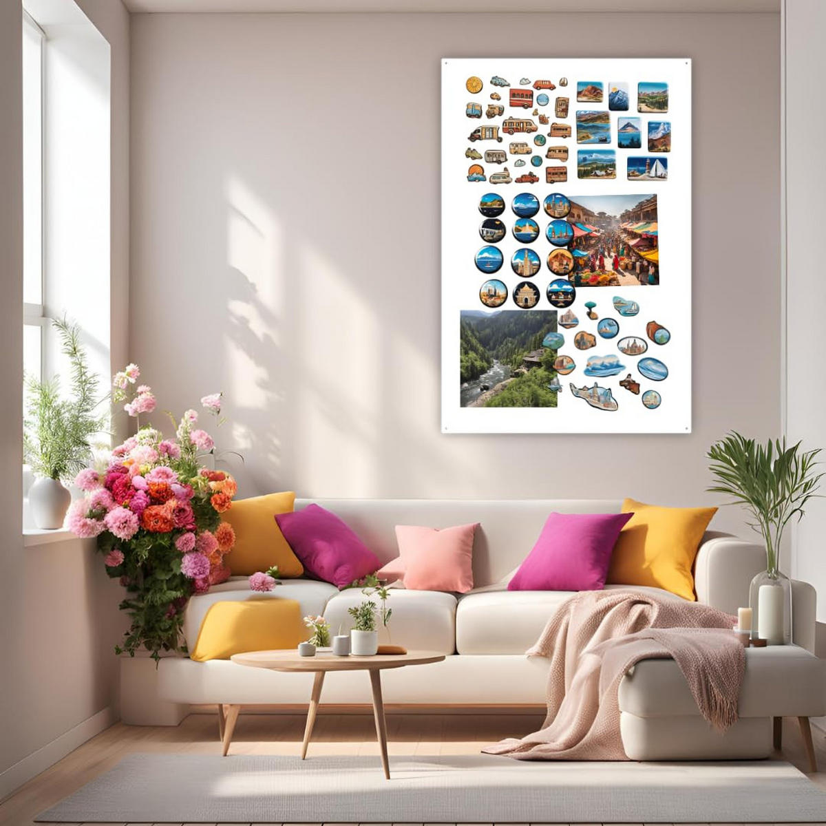 MAGNETTAFEL Klein & Groß Weiß 80x50 cm - Magnetisches Stahlboard für Magnete, Fotos und Notizen, Beschreibbar - Weiß, Metall (50/80/0.7cm) - ANWICAR