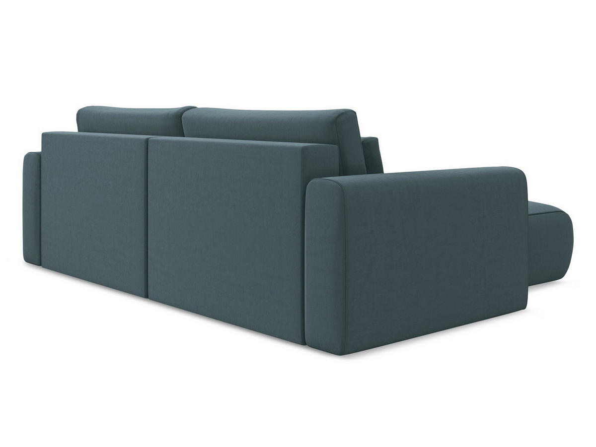 ECKSOFA mit Schlaffunktion Samt Stoff Blau - Blau/Petrol, Kunststoff/Textil (149/240cm) - Makamii