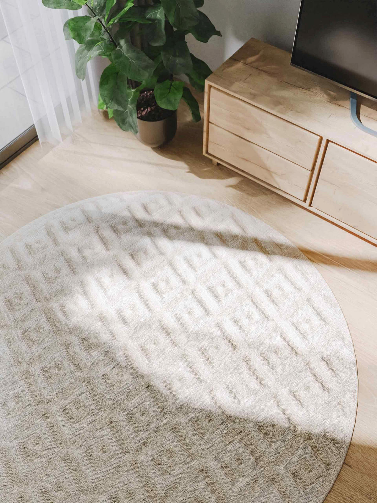 TEPPICH Leo Cream ø 160 cm rund - Creme, Kunststoff (160/160cm) - benuta