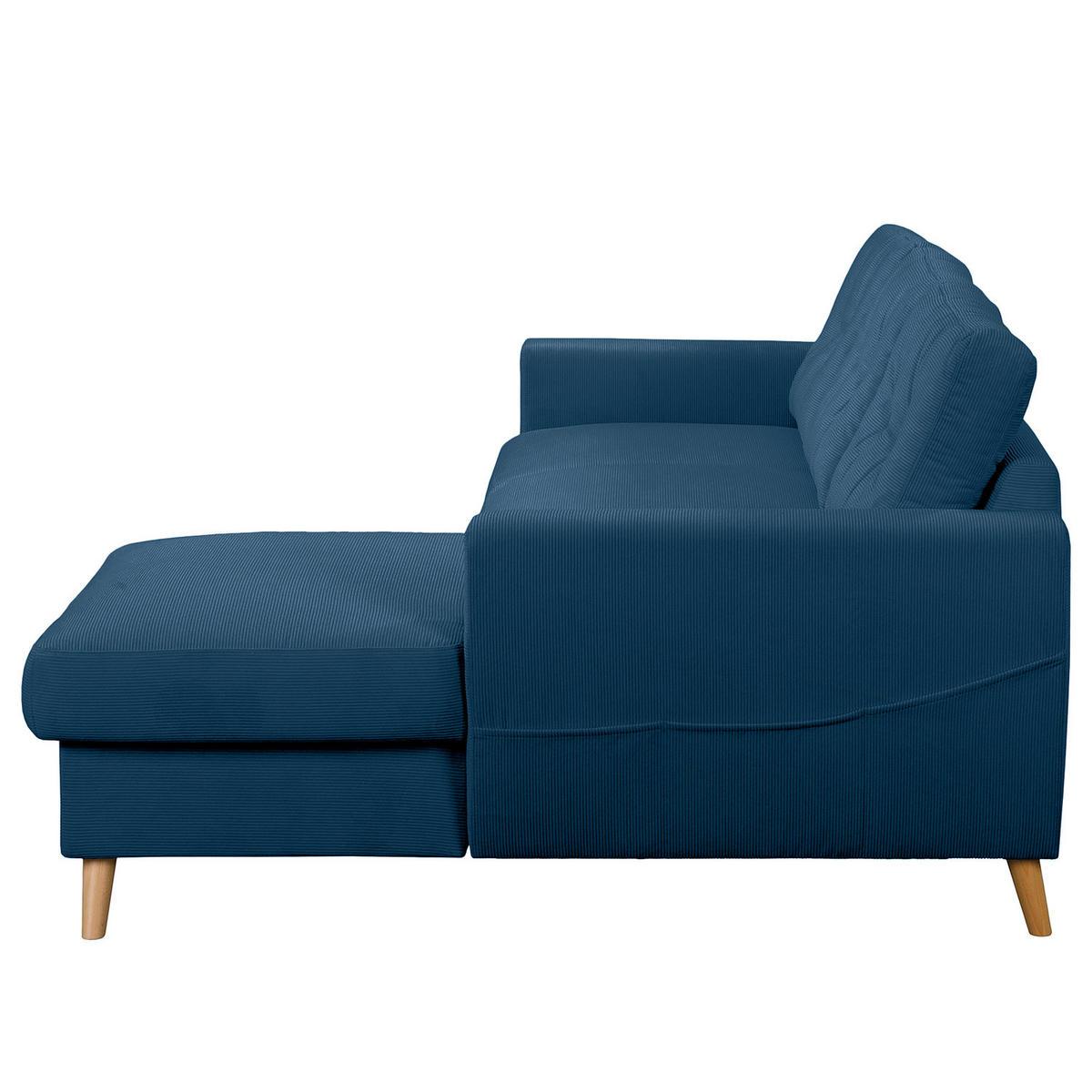 ECKSOFA mit Longchair - Blau/Braun, Holz/Textil (223/148cm) - home24