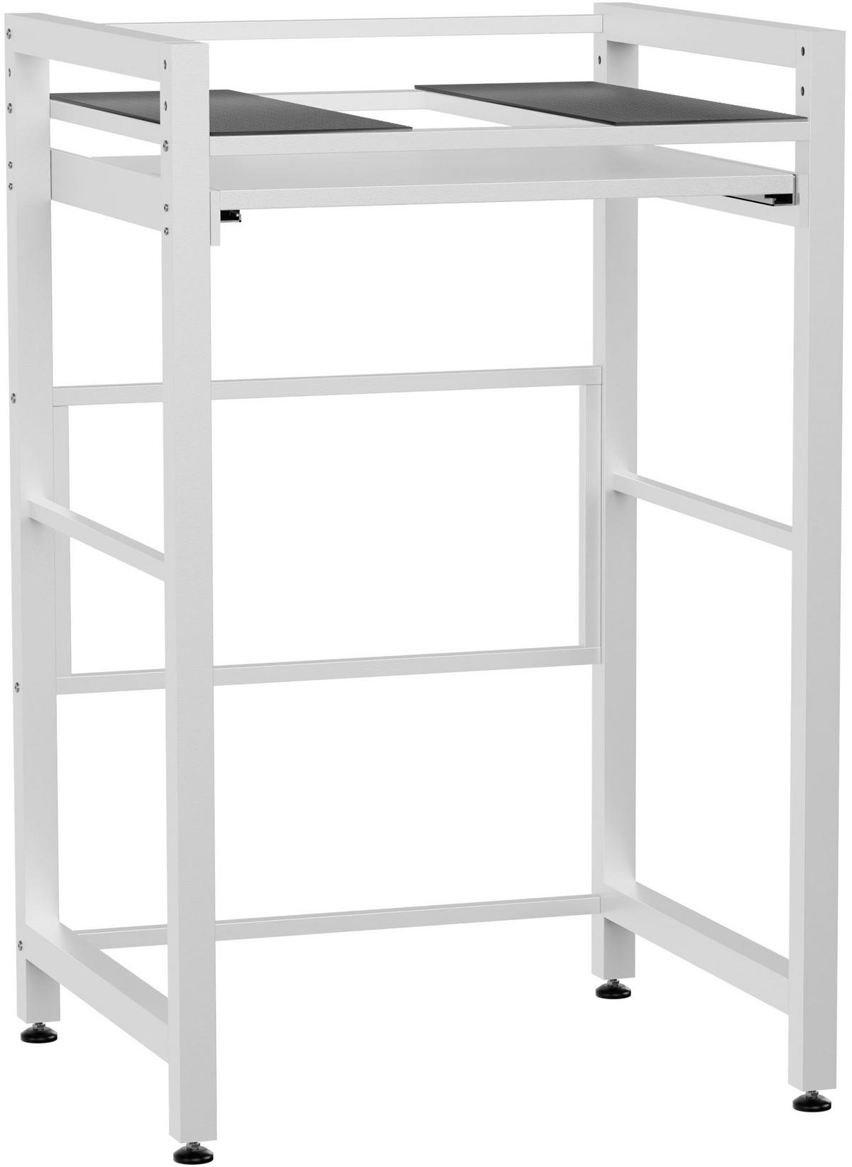 WASCHMASCHINENREGAL Klaus Ausziehboden 73x64x115cm Metall Weiß Waschmaschinenuntergestell - Weiß, Metall (73/115/64cm) - DELUKE