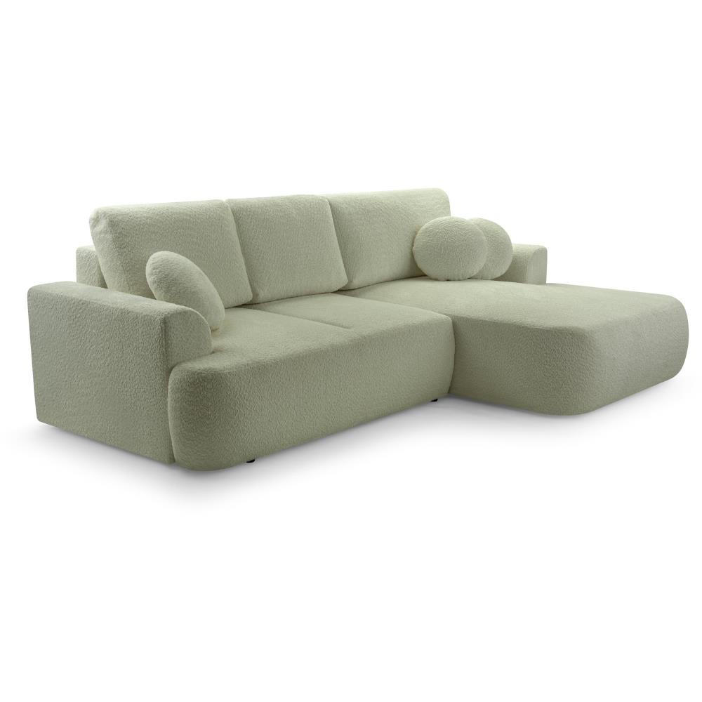 ECKSCHLAFSOFA Vento hellgrün rechts - Schwarz/Hellgrün, Textil (260/168cm) - Beautysofa