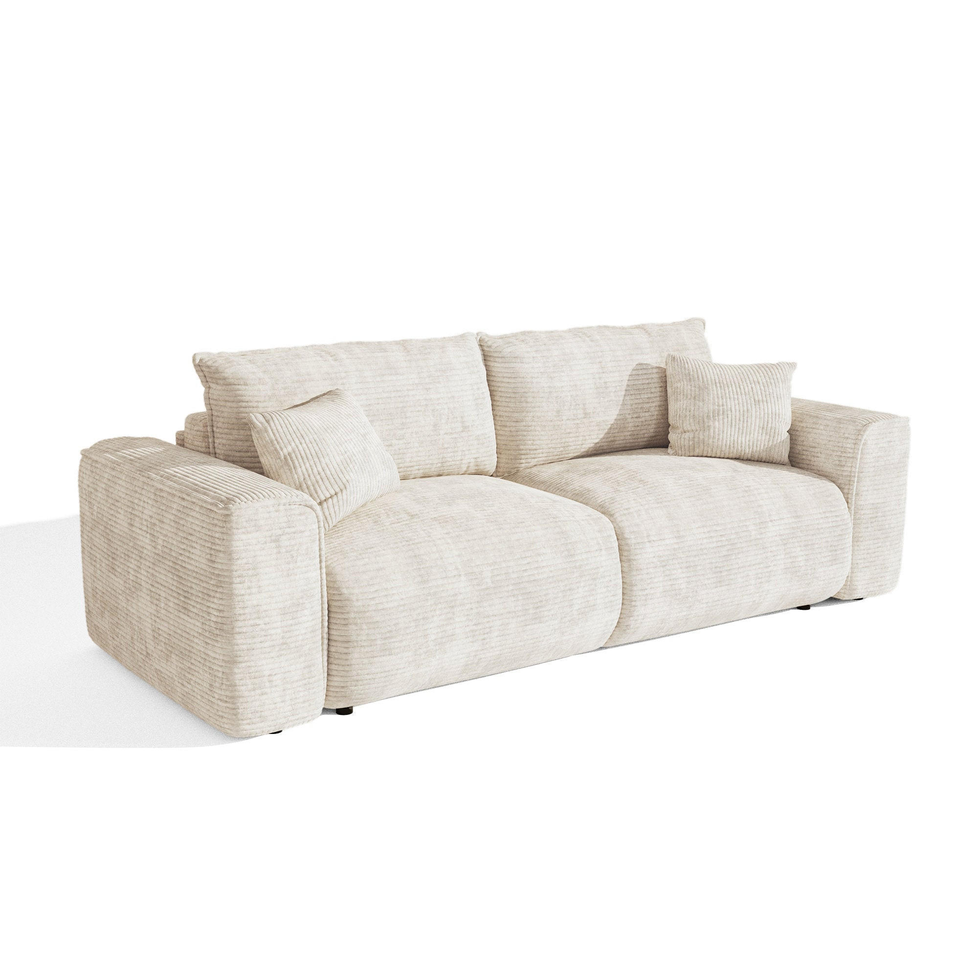 SCHLAFSOFA mit Stauraum COMO Cord Creme 254cm - Creme, Textil (254/78/95cm) - Premium Interiors