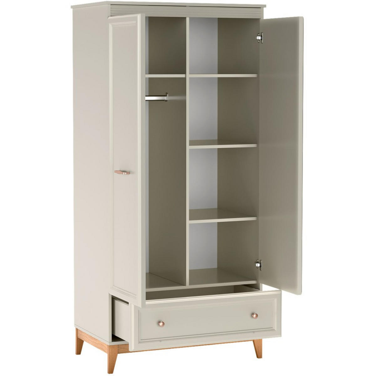 DREHTÜRENSCHRANK Charlott mit 1 Schublade und 2 Türen - Kaschmir/Eichefarben, Holz/Holzwerkstoff (92/193/54.5cm) - Beautysofa