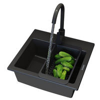 GRANITSPÜLE Teor mit Batterie Siphon - Schwarz, Kunststoff/Stein (42/17/46cm) - Granitan