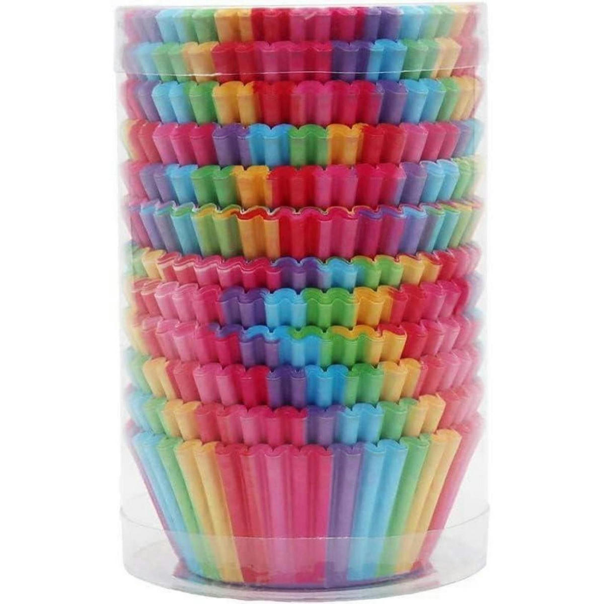 MUFFINFÖRMCHEN 200 Stück Set Regenbogen Papier - Multicolor, Papier (7/5/3cm)