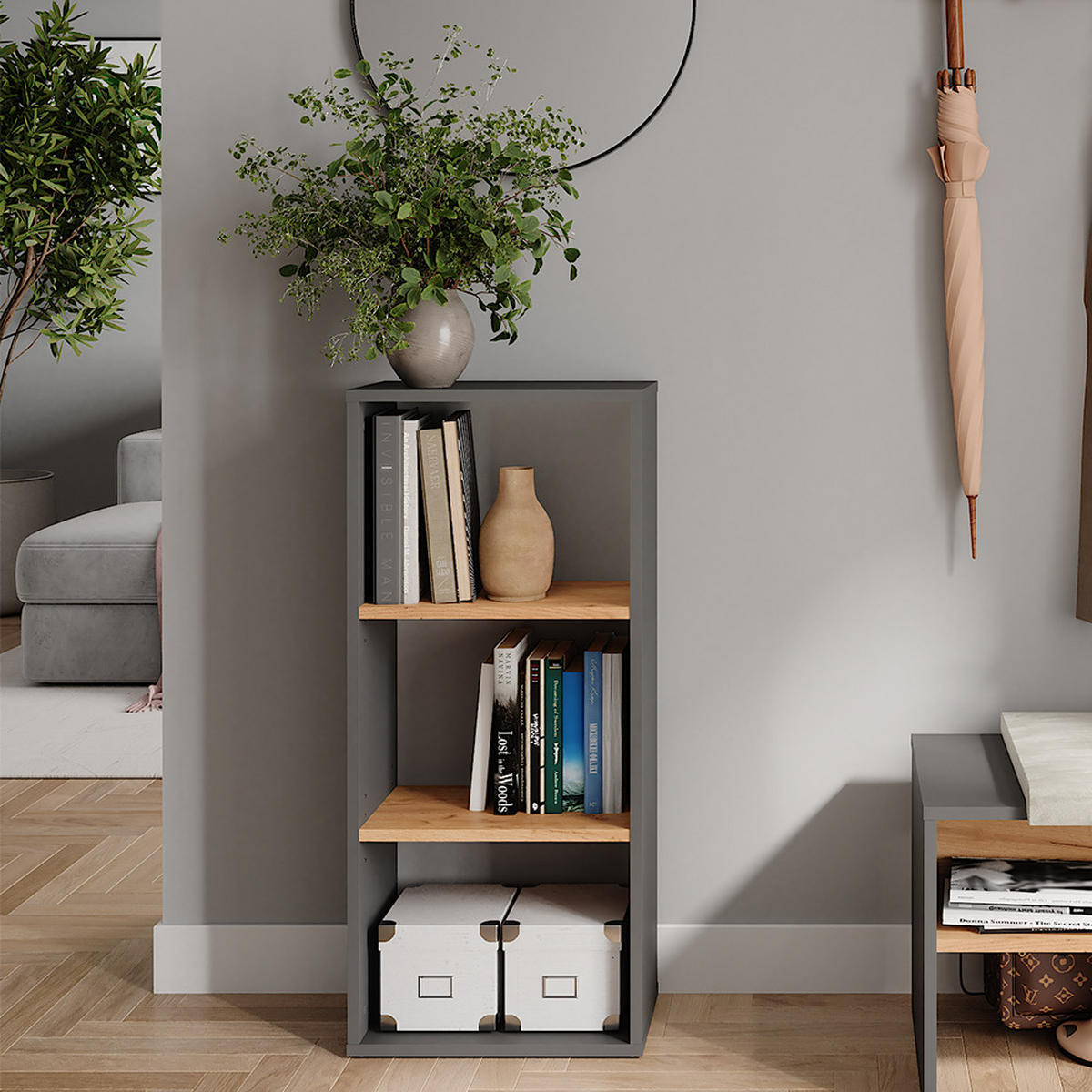 BOTNÍK Orlando Antracit/zlatý dub - medově dubová/antracitová, kompozitní dřevo (40/90.5/24cm) - Vicco