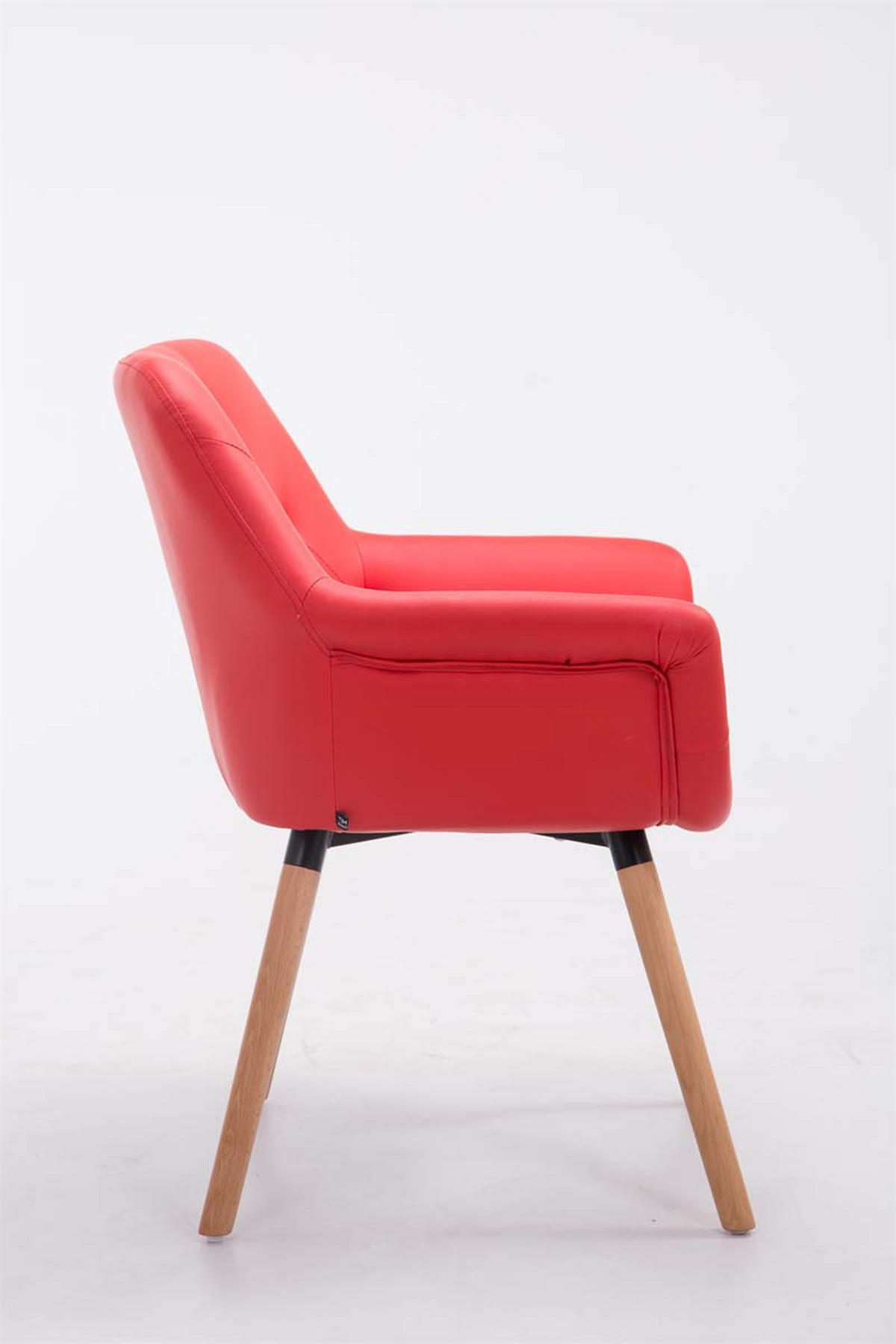 ARMLEHNENSTUHL Lederlook rot - Eukalyptusholzfarben/Rot, Holz/Textil (67/83/60cm) - CLP