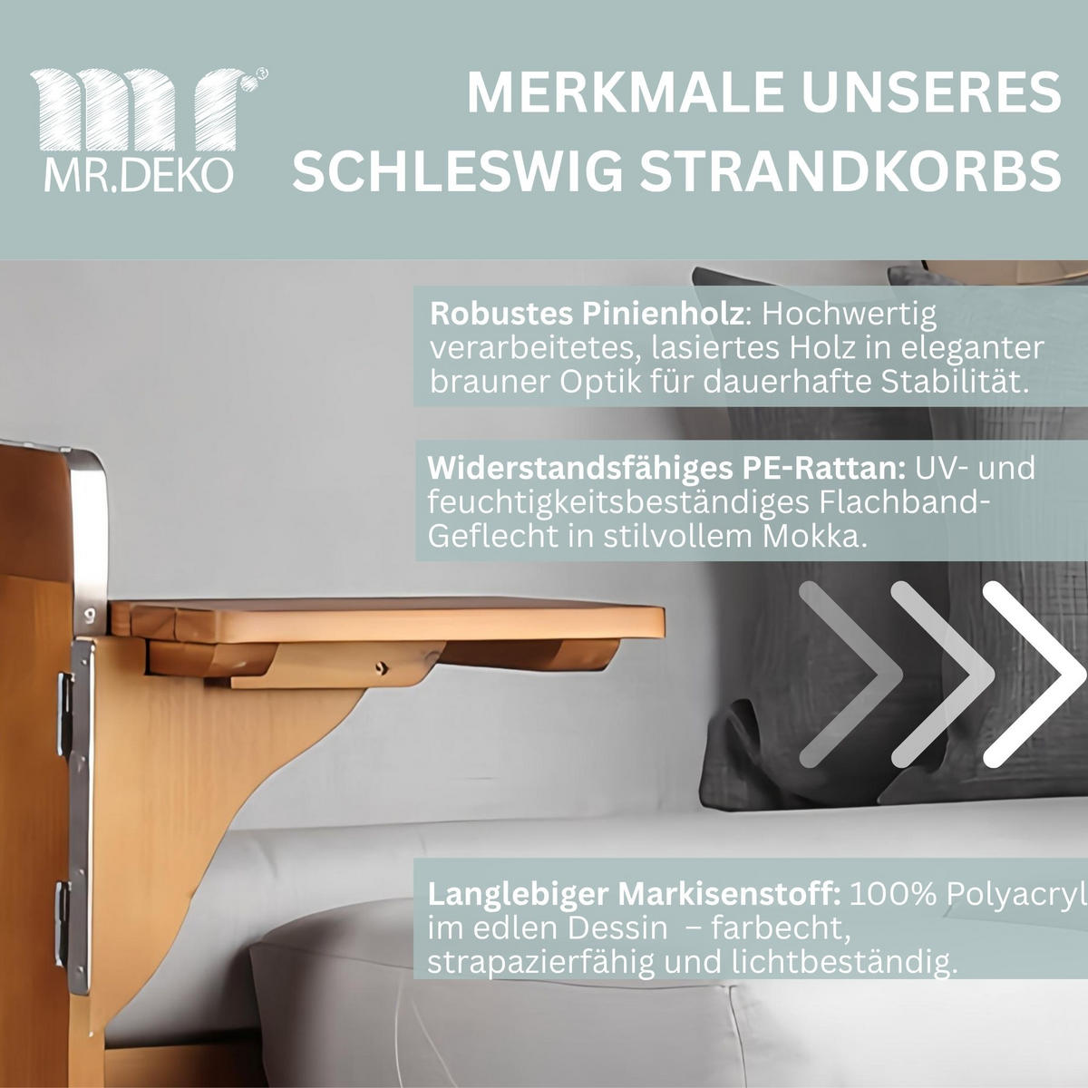 STRANDKORB Schleswig Pinie 2-Sitzer - Braun/Grau, Metall (120/160/80cm) - Mr. Deko