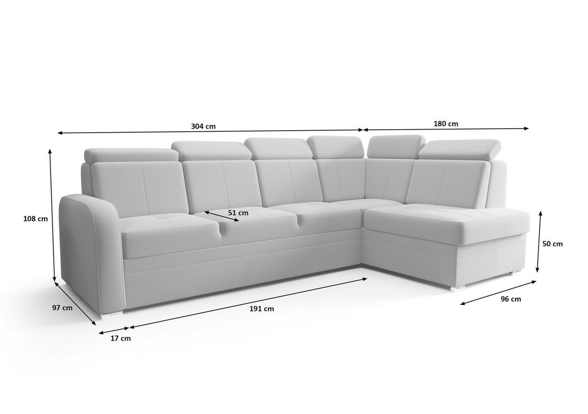 ECKSOFA KONGO RBN11, Eckcouch in L-Form mit Schlaffunktion, Farbe: Gelb, Velourstoff, Ottomane Rechts - Gelb, Textil (304/180cm) - O-Sofa