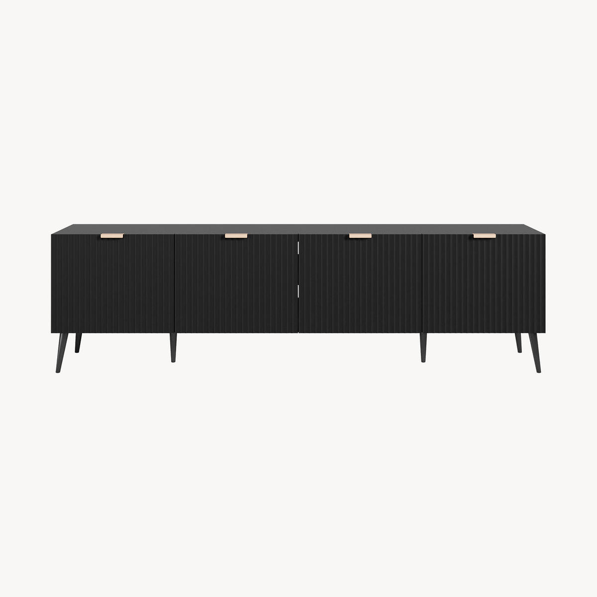 FERNSEHSCHRANK Nand - Schwarz, Holzwerkstoff/Metall (35/51/180cm) - [en.casa]