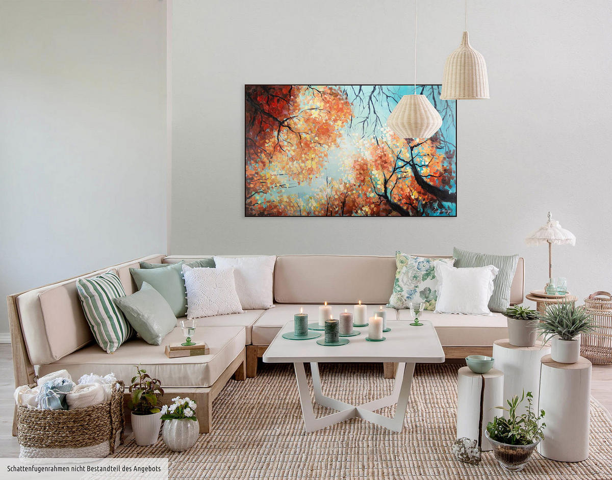 ÖLGEMÄLDE 120/75 cm - Blau/Orange, Holz/Textil (2.1/75cm) - KUNSTLOFT