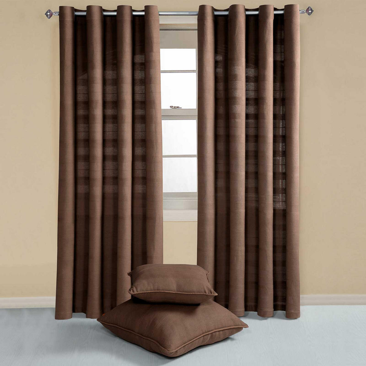 ÖSENVORHANG Rajput blickdicht 2er-Set, 137/137 cm - Braun, Textil (137/137cm) - Homescapes