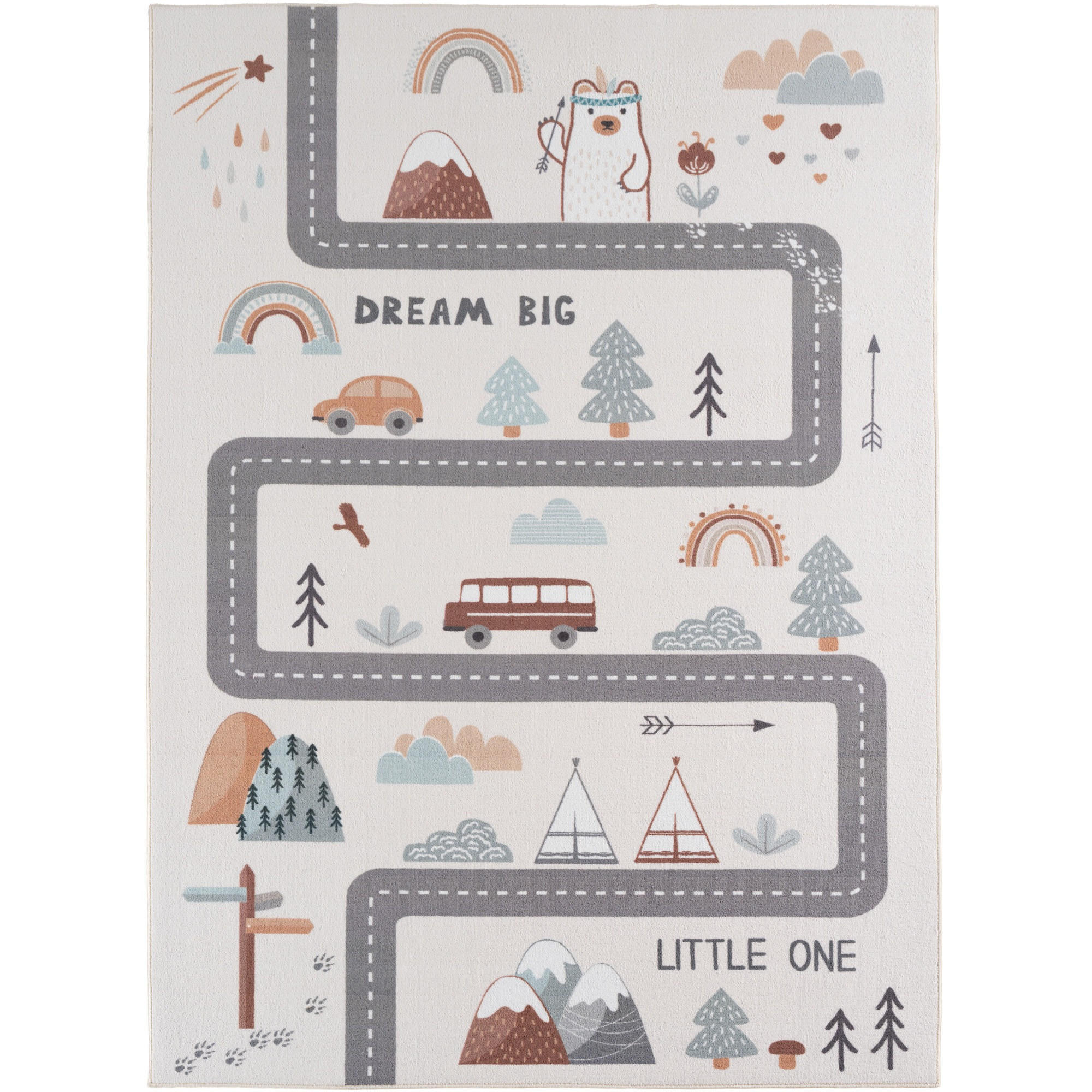 SPIELTEPPICH Waschbar TINO in Creme, mit Straßenkarten-Motiv, 80 x 150 cm - Beige, Textil (150/80cm) - KADIMA DESIGN