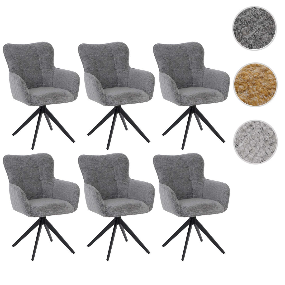 ESSZIMMERSTUHL Grau 6er-Set - Grau, Textil (63/93/70cm) - MCW