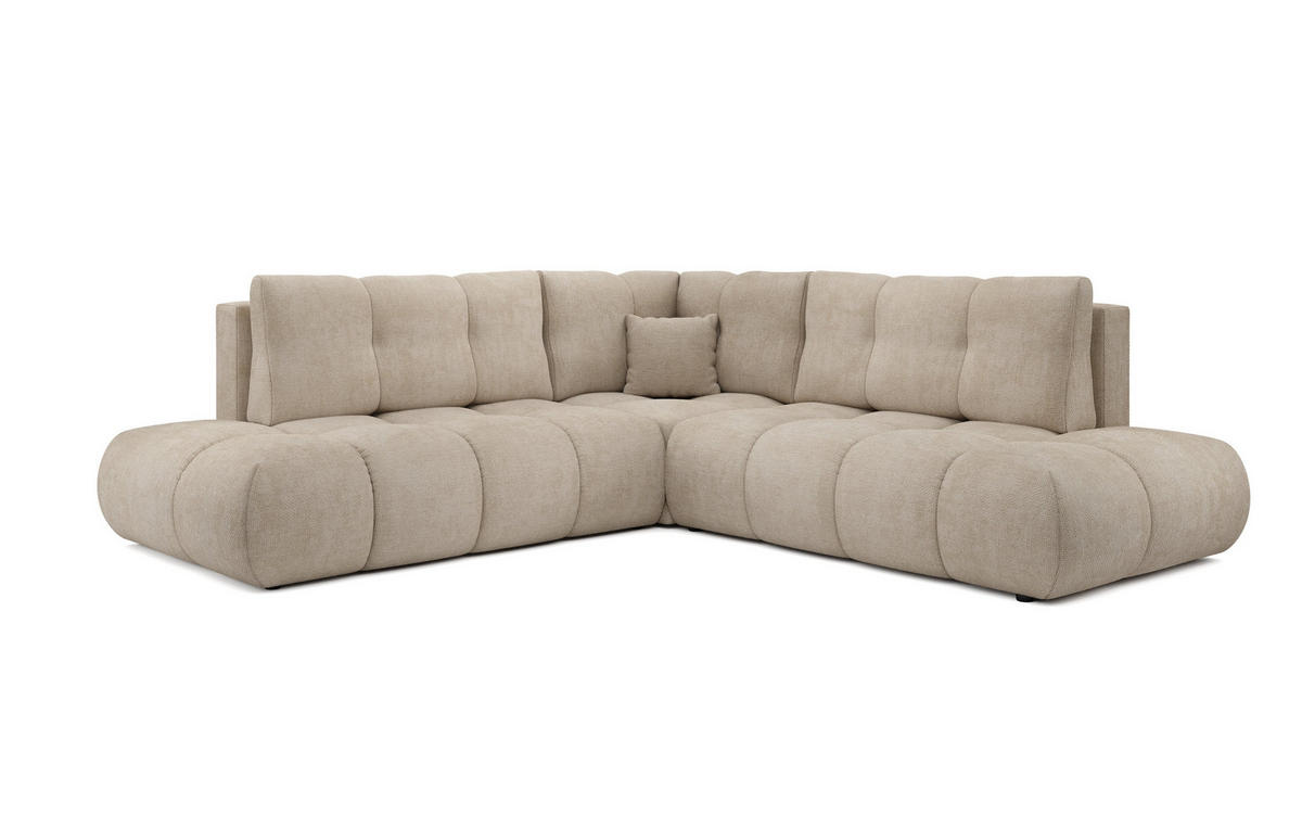 ECKSOFA DUCA II R-S Beige Chenille mit Schlaffunktion - Beige, Holz (266.5/266.5cm) - MASSENO