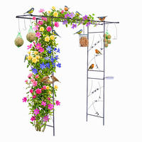 OBLOUK růží – ptačí ráj - černá, kov/plast (210/208/50cm) - Relaxdays