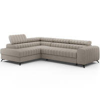 KANEDO Ecksofa mit Schlaffunktion und Bettkasten – Modernes Designsofa, verstellbare Kopfstützen, Metallfüße - Beige, Kunststoff (269/86cm) - Wohnideebilder