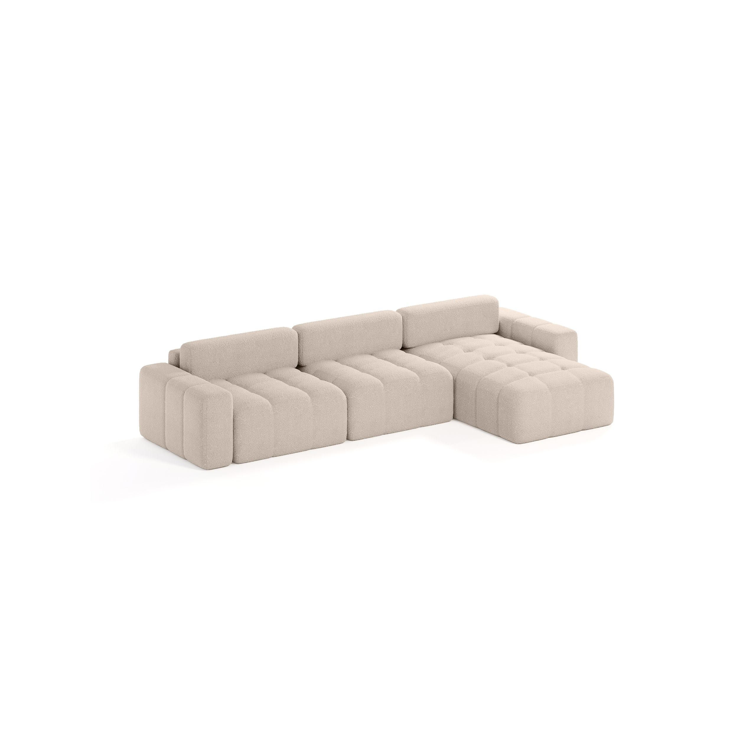 ECKSOFA Bouclé-Stoff 8 Sitzer Bornum So, Beige - Beige, Textil (346/170cm) - Meblito