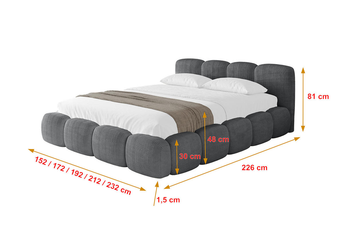 POLSTERBETT mit Bettkasten und Lattenrost, Boxbett ohne Matratze - KALA-v1 120x200 Dunkelgrau - Dunkelgrau, Holzwerkstoff/Textil (120/200cm) - ALTDECOR