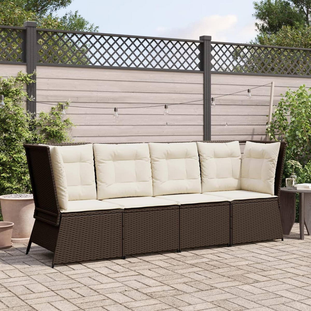 GARTEN-ECKSOFA mit Kissen Braun Poly Rattan - Braun, Kunststoff (67/95/67cm)