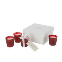 DUFTKERZE M-CHIC - Glas - Rot - 21 Std. - 4er set - Rot, Glas (6.5/7.3cm) - J-Line