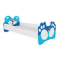 KINDERBETT Bear F5 weiß / blauer Bär 164 / 88 / 63cm - Blau/Weiß, Holz/Holzwerkstoff (80/160cm) - Feldmann-Wohnen