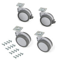 ROLLEN Mak mit Montageplatte, Durchmesser 80mm, Stahl und Kunststoff, Kunststoff grau 4er-set - Grau, Metall (35/6/25cm) - EMUCA