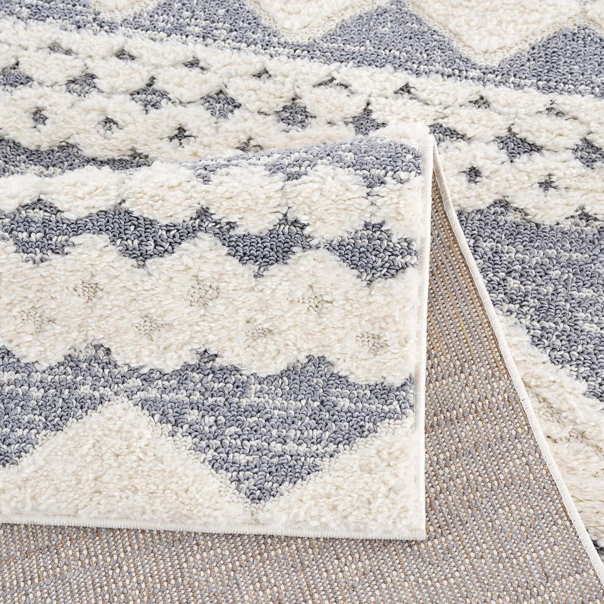 HOCHFLOR-TEPPICH Focus 3005 Grau 120x170 cm - Creme/Grau, Textil (120/170cm) - carpet city