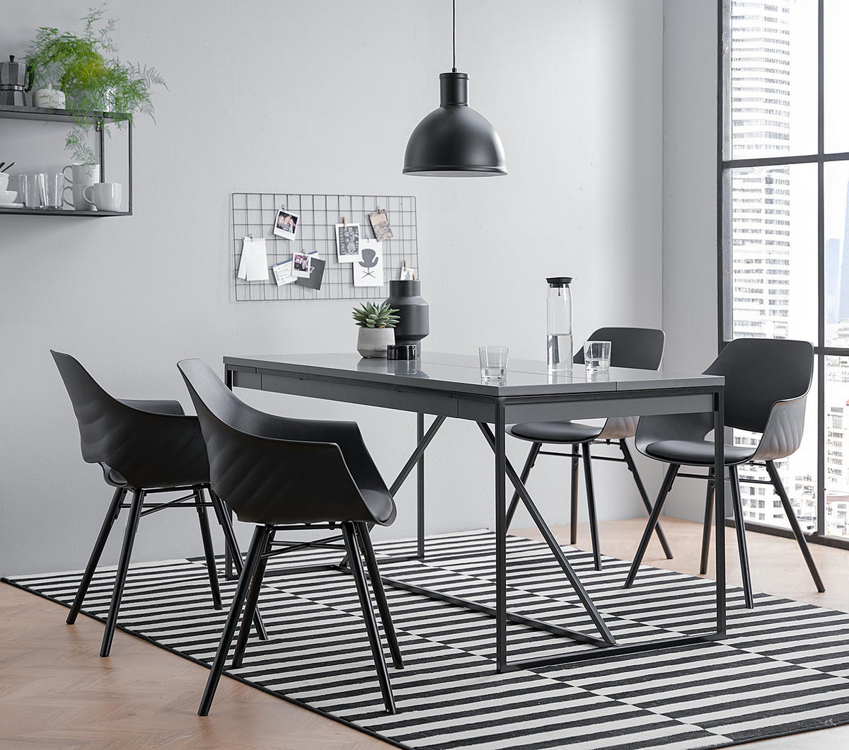 MULTIFUNKTIONSTISCH - Holzwerkstoff / Metall - Dunkelgrau, Holzwerkstoff/Metall (80/160/76cm) - home24