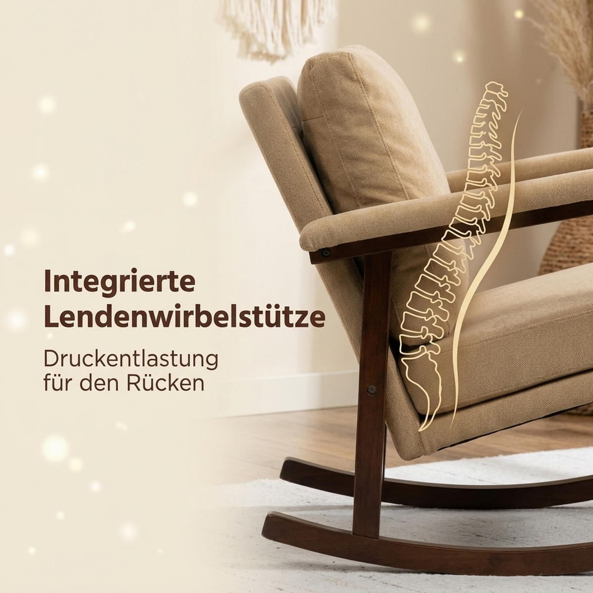 SCHAUKELSTUHL Hellbraun Samt - Hellbraun, Textil (73/80/83cm) - Oxeza