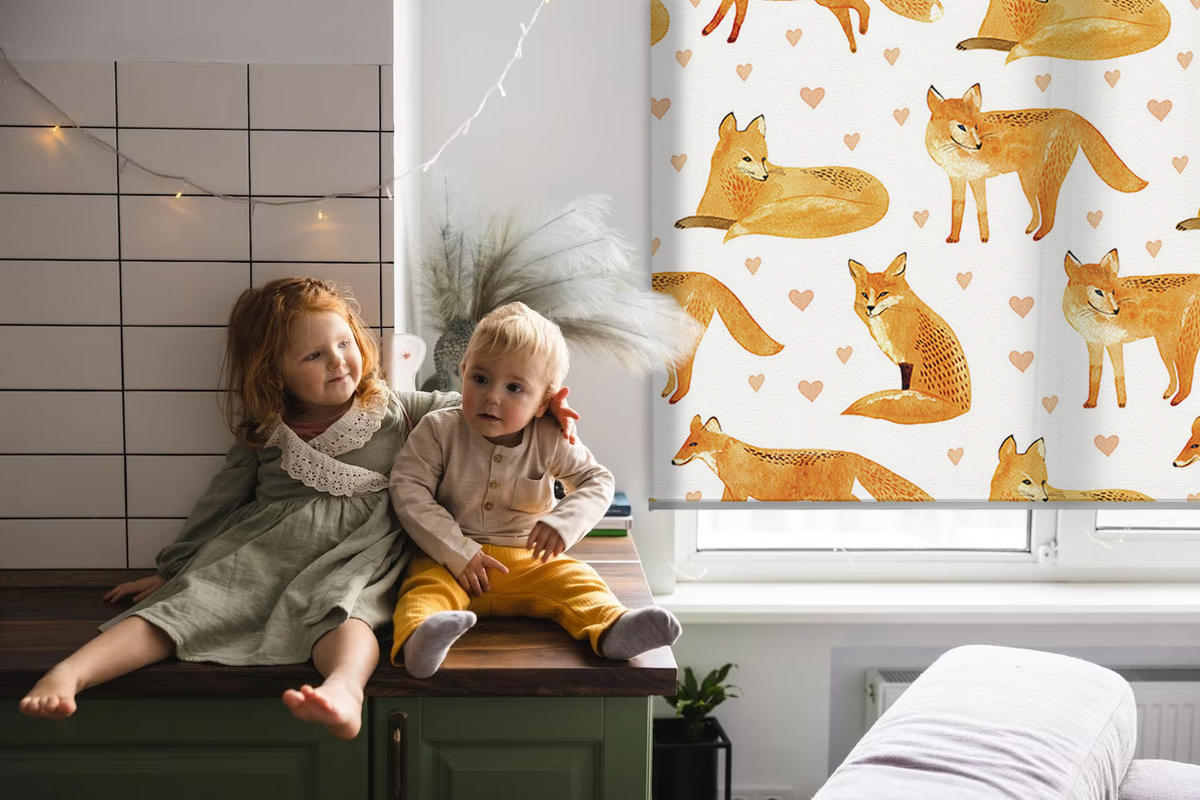 VNÚTORNÁ roleta - okenná roleta - roleta - 90x180 cm - Líšky - oranžová, plast (90/180/0.5cm) - TULUP