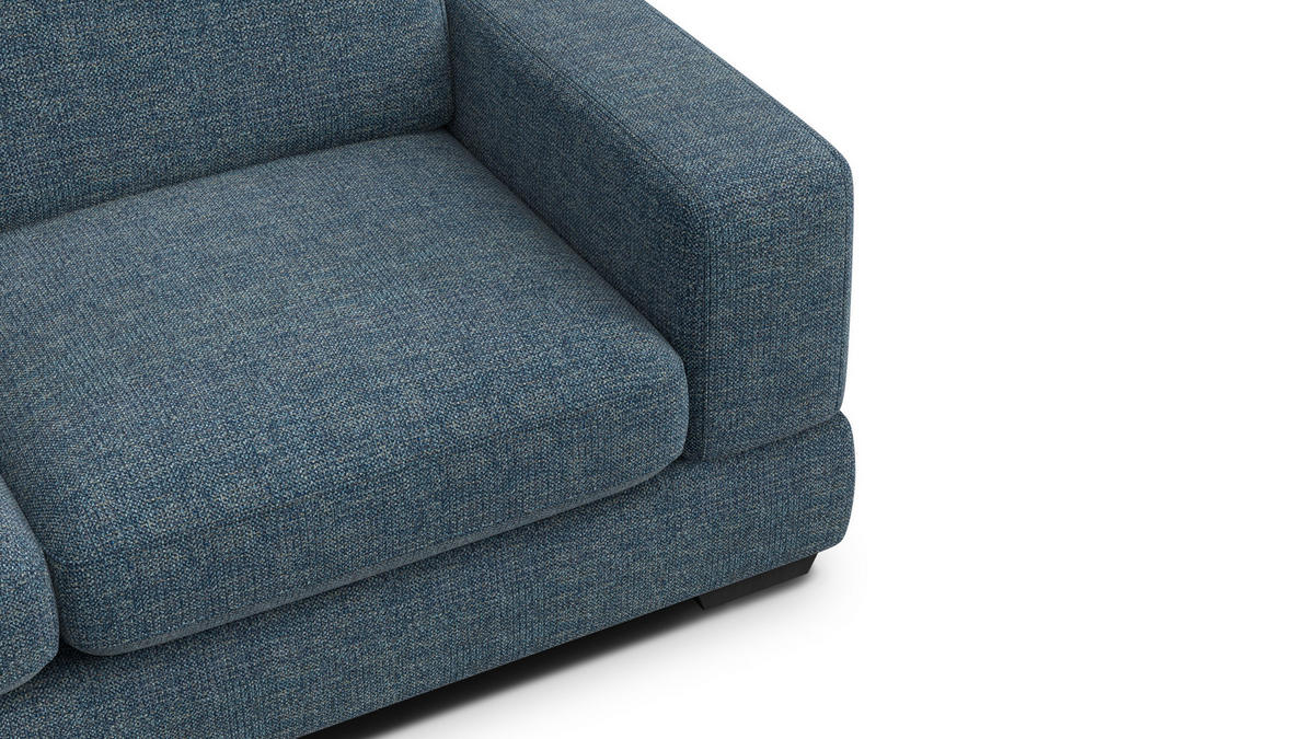 SOFA OTTO 3-Sitzer, marineblau - Blau/Schwarz, Holz/Textil (201/89/98cm) - Courtois Laville