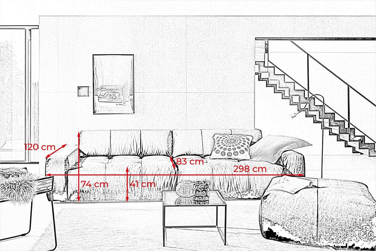 SOFA MIT SITZTIEFENVER. PALACE Schwarz Velvet - Schwarz, Textil (298/74/120cm) - KAWOLA