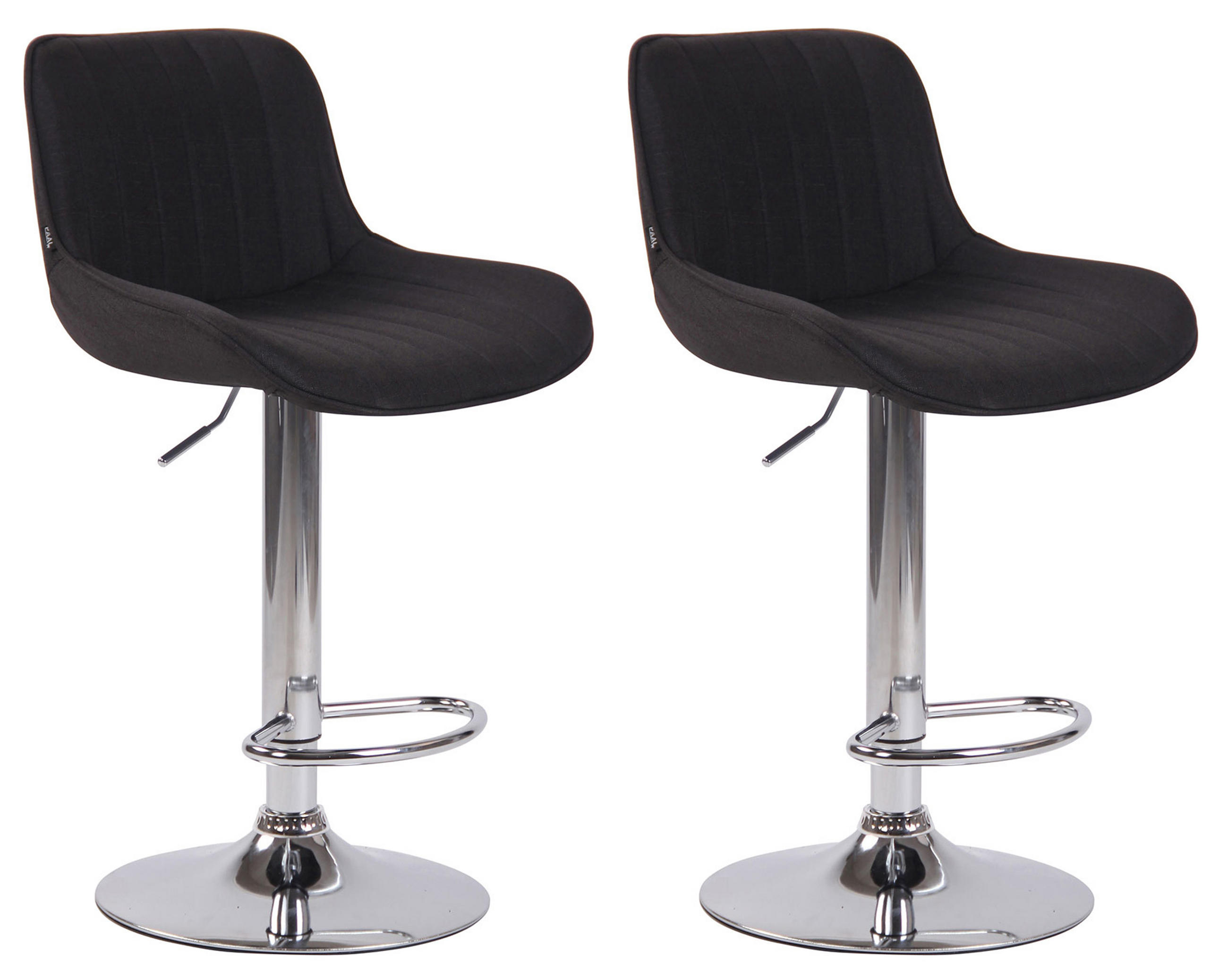 BARHOCKER 2er Set Lentos Stoff chrom schwarz - Chromfarben/Schwarz, Textil/Metall (50/108/50cm) - TPFLiving