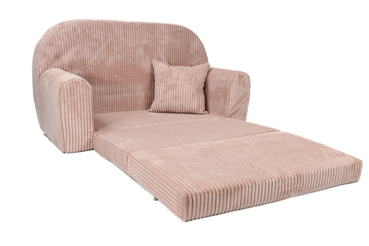 KINDERSOFA MINI aus Kuschel-Cord in Altrosa - Altrosa, Textil (78/45/40cm) - Fortisline