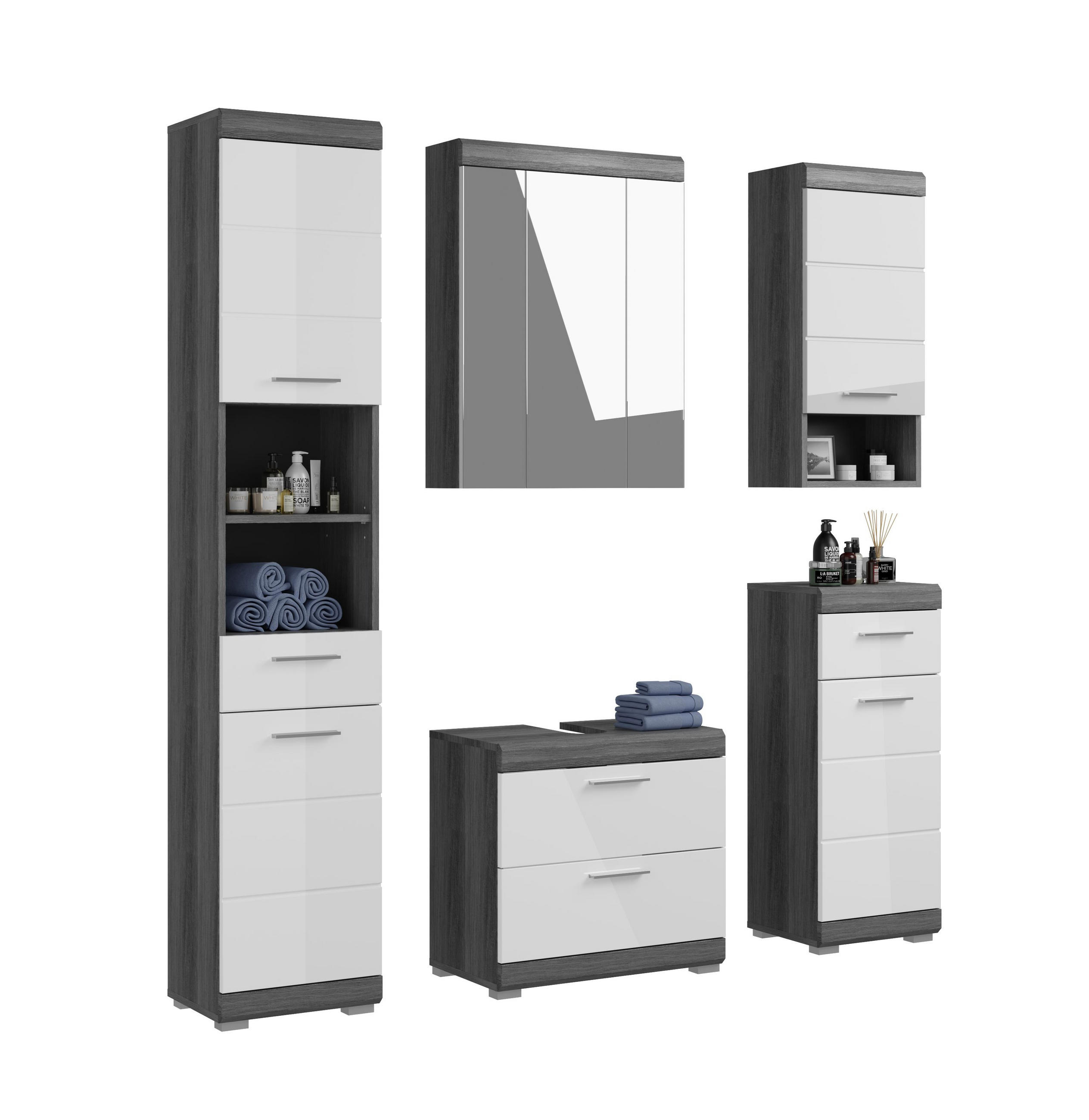 Homes & Jones Badezimmer Anthrazit 164x191x37 cm