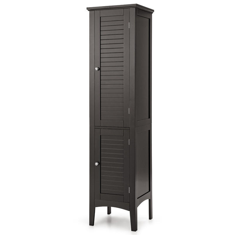 Costway Badezimmerschrank Dunkelbraun 37x160x37 cm