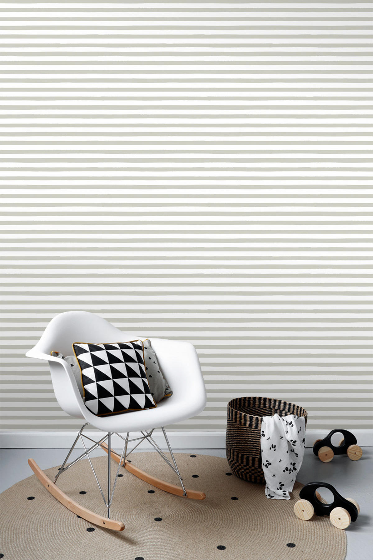 TAPETE gemalte Streifen 53 cm x 10.05 m - Beige, Papier (53/0.1cm) - ESTAhome