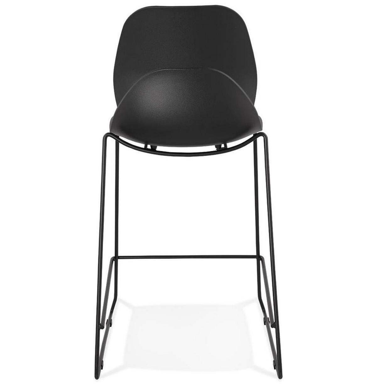 BARHOCKER Kunststoff Metall Sitzhöhe 65.5cm Stapelbar Rückenlehne QUIRON MINI, Schwarz 51,5x52x101 cm - Schwarz, Kunststoff/Metall (52/101/52cm) - KADIMA DESIGN