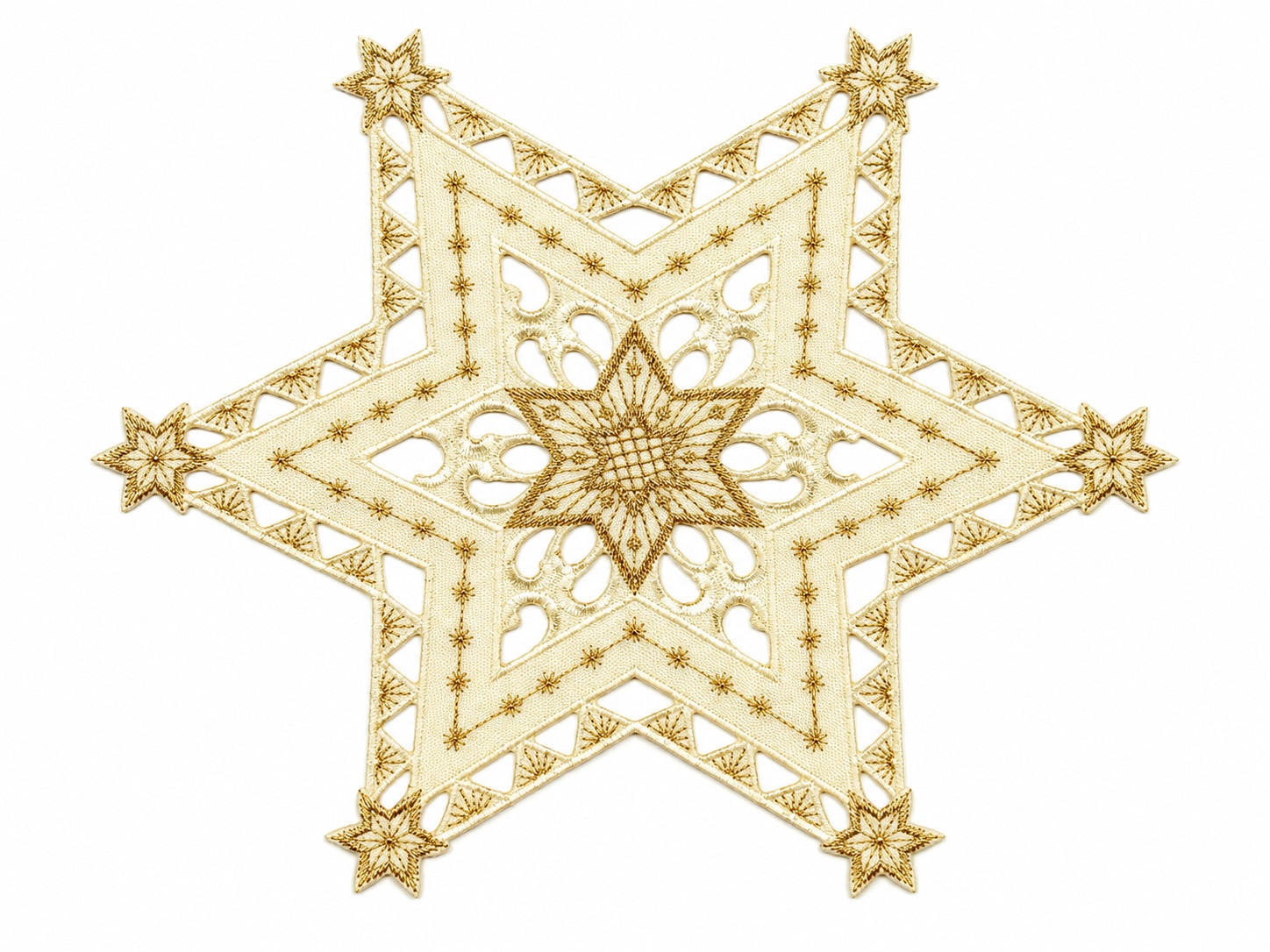 STERNE Deckchen Weihnachten Advent 85 cm Ecru - Ecru, Textil (85cm) - TiborTex