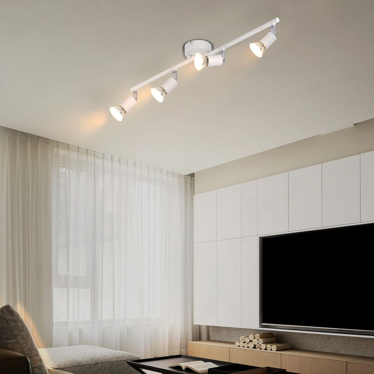 STRAHLER Flensburg 4-flammig 60/8/13.5 cm - Weiß, Metall (60/8/13.5cm) - Nettlife