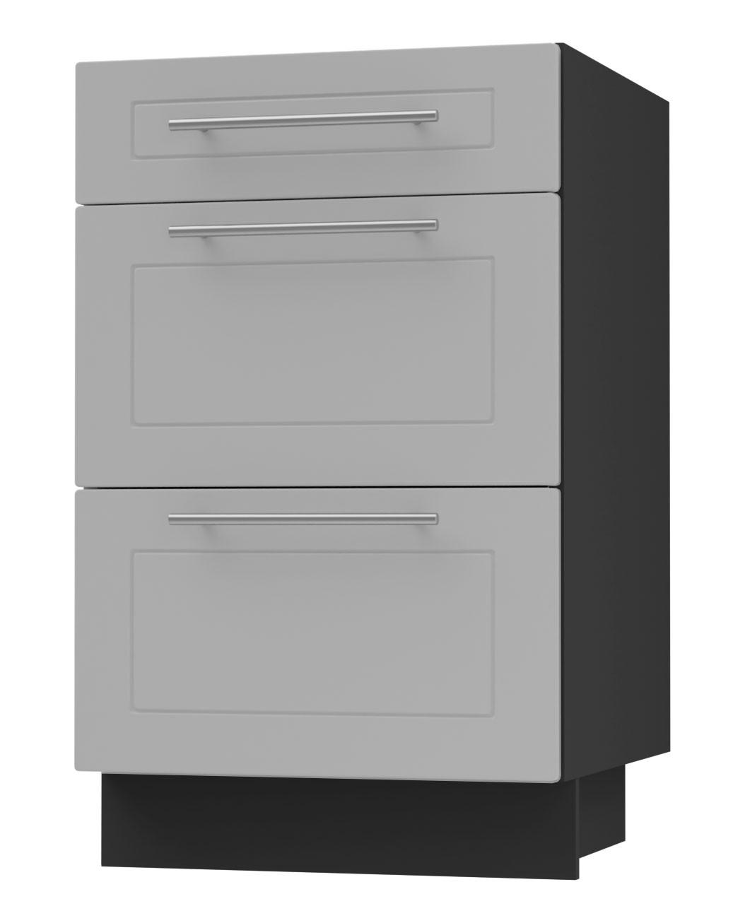 SCHUBLADENUNTERSCHRANK Bari D3/50 Schwarz / RAL 7040 fenstergrau 50 / 50 / 82cm REJS Vollauszug - Schwarz/Grau, Holz/Holzwerkstoff (50/82/50cm) - Feldmann-Wohnen