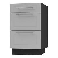 SCHUBLADENUNTERSCHRANK Bari D3/50 Schwarz / RAL 7040 fenstergrau 50 / 50 / 82cm Blum Teilauszug - Schwarz/Grau, Holz/Holzwerkstoff (50/82/50cm) - Feldmann-Wohnen