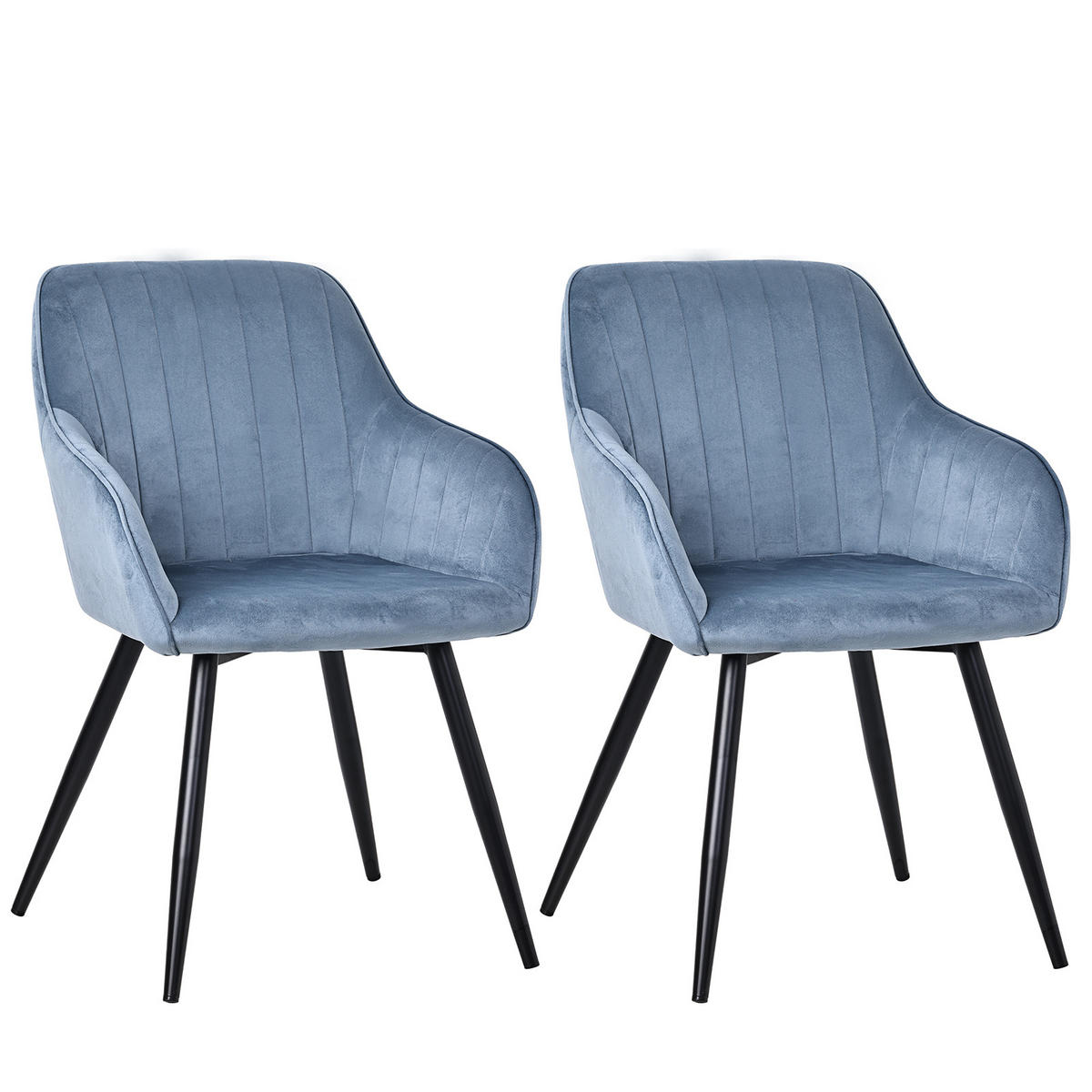 ARMLEHNSTUHL-SET 2 Stück in Samt(YZ5) - Dunkelblau, Textil (48/81/63cm) - HOMAVO