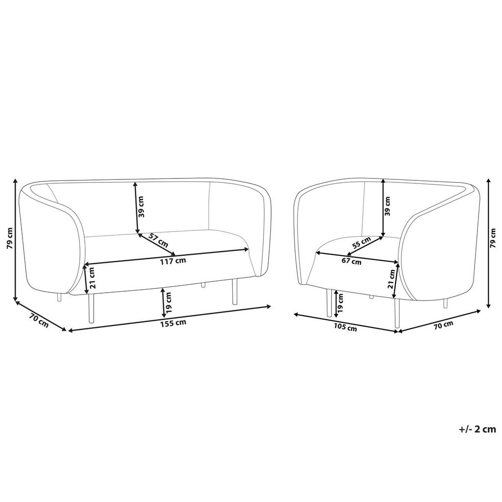Thumbnail - Beliani 3-Sitzer, Weiß, Textil, 155x79x70 cm, Wohnzimmer, Sofas & Couches, Sitzgarnituren