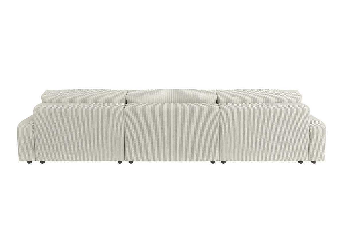 WOHNLANDSCHAFT Emma Beige Cord - Beige/Schwarz, Holz/Kunststoff (332/170cm) - S-Style Möbel