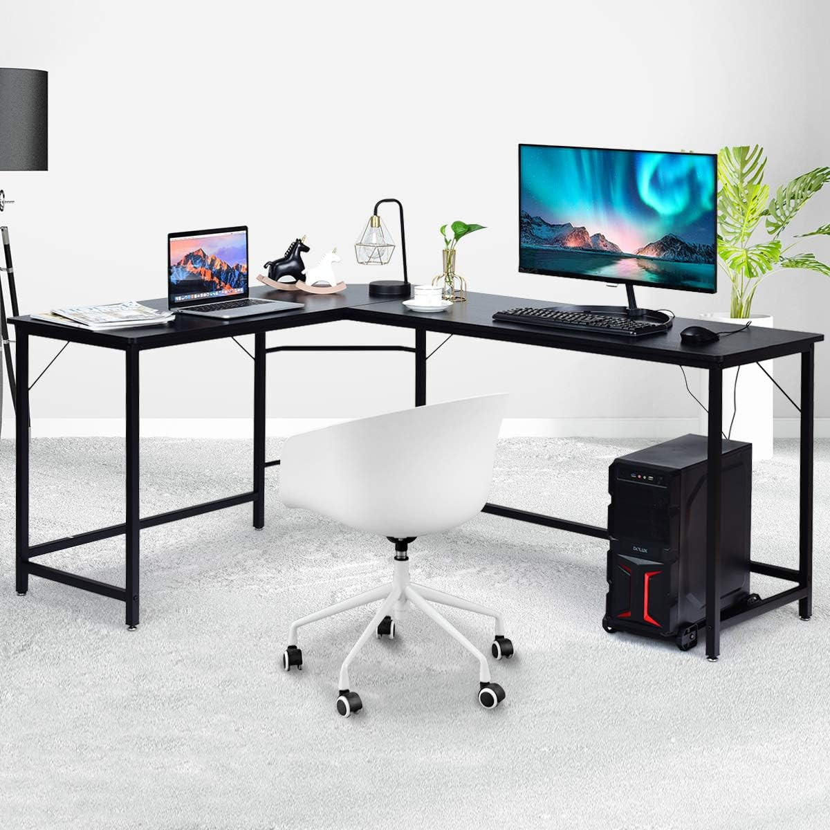 DATORBORD Svart - Svart, Träbaserade material (125.5/167.5/73.5cm) - COSTWAY