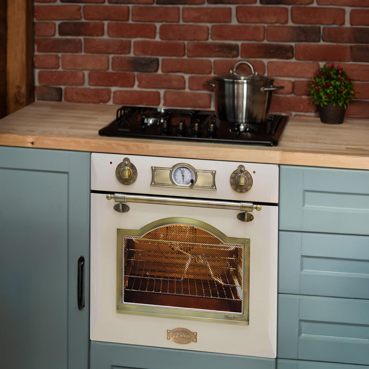 EINBAU-BACKOFEN EH 6355 ElfEm, Elfenbein, 60cm - Creme, Metall (59.4/59.4/56.6cm) - Kaiser